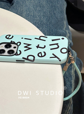 DWI STUDIO原创简约薄荷蓝色菲林二合一挂绳手机壳17promax/14适用苹果15pro/14promax/13新款iPhone16Pro