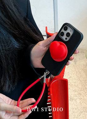 DWI STUDIO小众一颗爱心磁吸支架挂绳手机壳16promax全包AI按键适用苹果17promax新款iPhone16液态硅胶壳15