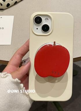 DWI STUDIO新年奶白液态硅胶磁吸红苹果支架手机壳17promax/14适用苹果15pro/16promax/13新款iPhone16