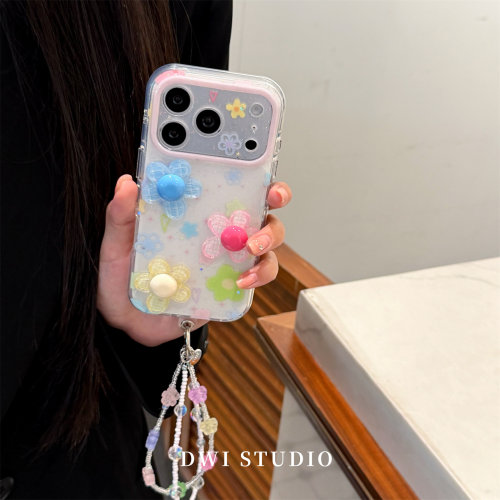 韩系ins立体花花挂绳手机壳