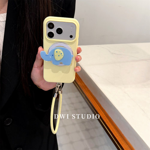 韩系ins奶黄小象挂绳手机壳