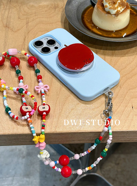 DWI STUDIO撞色红蓝苹果磁吸支架斜挎挂绳手机壳17promax全包AI按键适用苹果15proiPhone13液态硅胶壳14