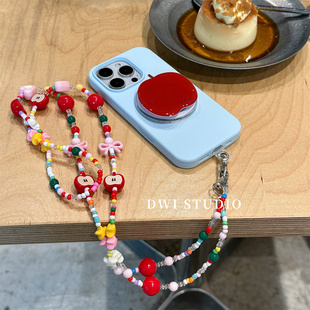 DWI STUDIO撞色红蓝苹果磁吸支架斜挎挂绳手机壳17promax全包AI按键适用苹果15proiPhone13液态硅胶壳14