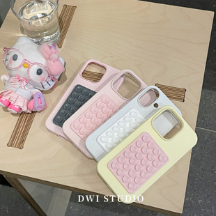 DWI STUDIO韩系纯色爱心吸盘手机壳16promax全包AI按键适用苹果17promaxiPhone15液态硅胶壳14