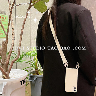 DWISTUDIO温柔古董奶白斜挎挂绳手机壳iPhone17promax壳硅胶12/14全包15Pro新款16promax女生17pro