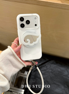 DWI STUDIO简约高级白色翅膀磁吸挂绳手机壳17promax适用苹果16promaxiPhone16壳15/14
