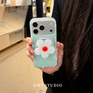 DWI STUDIO薄荷绿花花磁吸支架手机壳17promax适用苹果16promaxiPhone16壳15