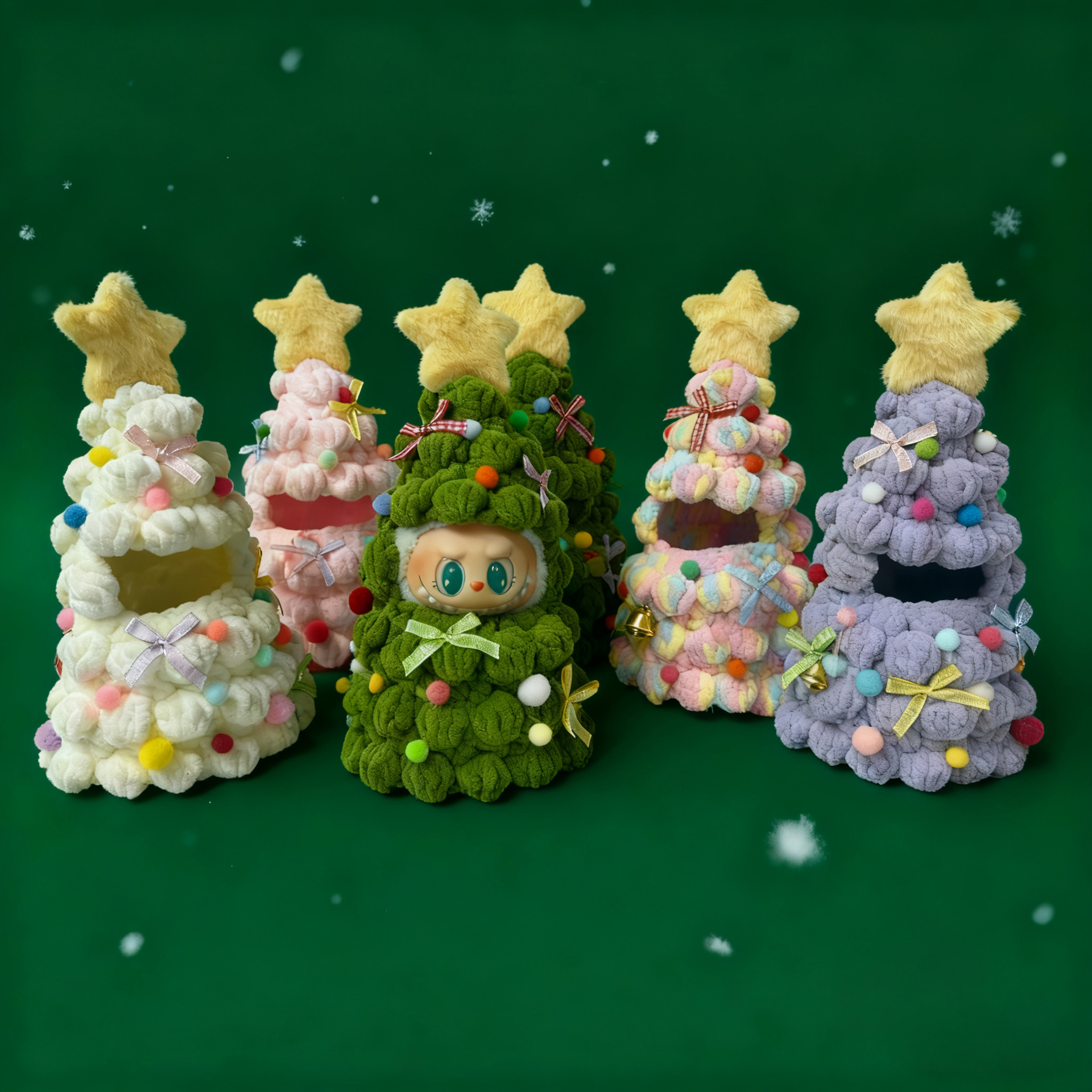 毛线纯手工钩织圣诞树一二三代17m拉布布labubu娃衣成品摆件