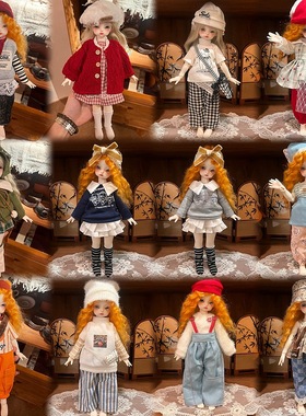 bjd六分大衣风衣外套连衣裙套装30cm胖体娃娃衣服鬼妈妈换装衣服