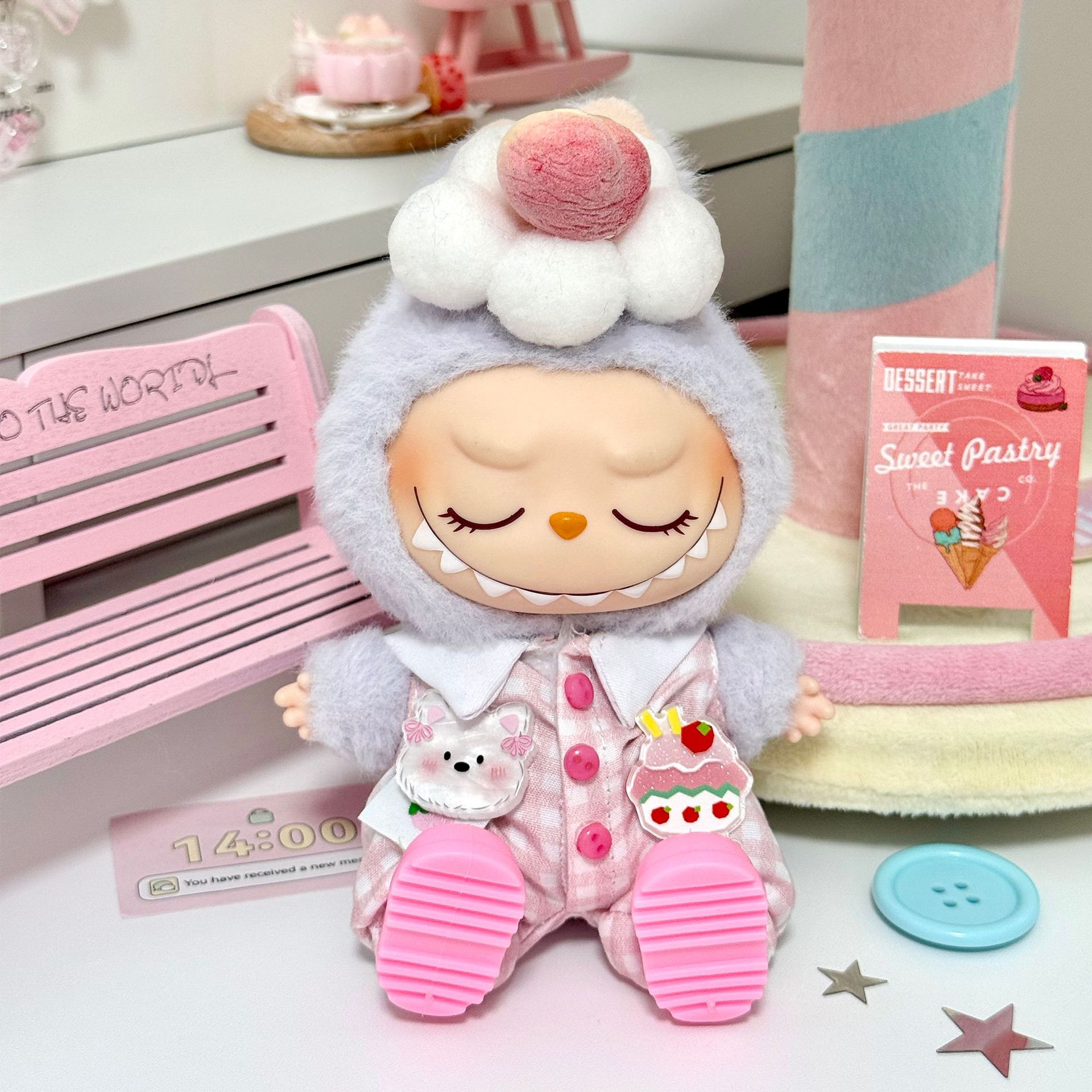 一三代17厘米拉布布labubu娃衣10/15cm棉花娃娃衣冰淇淋套装衣服