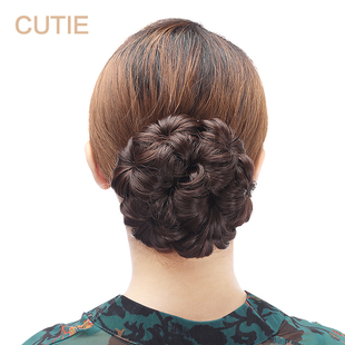 娇滴滴假发 卷发花苞头假发包 夹子丸子头复古发圈 古装通勤假发