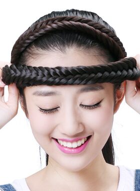 娇滴滴粗麻花编织发箍森女系辫子