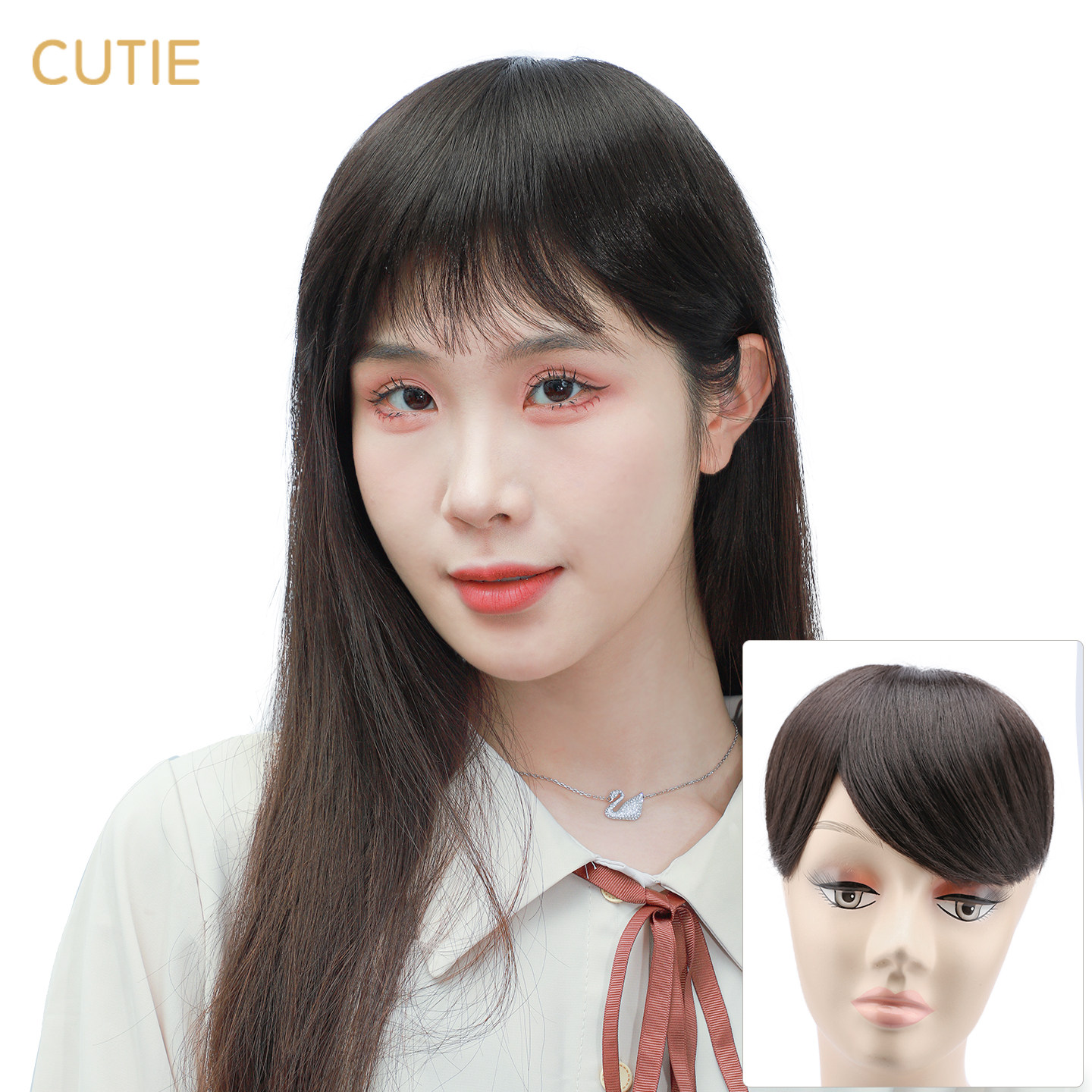 娇滴滴 假发 时尚无痕隐形斜刘海贴 女生头顶假发片 增补发接发片