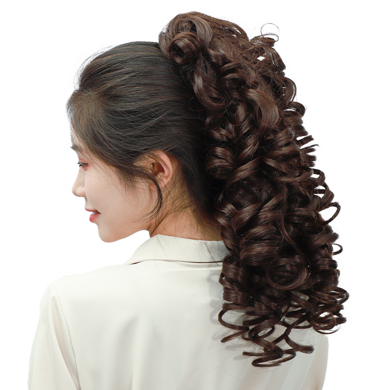浪漫高仿真卷发中长款马尾辫子真
