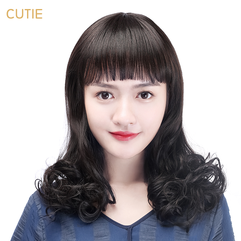 娇滴滴假发 女 梨花头整顶假发套 空气刘海中长款卷发套手织顶心
