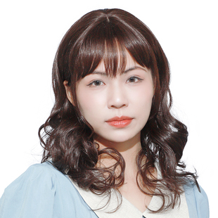 娇滴滴假发 自然梨花头全假发套OL 女生可齐可斜刘海高仿真长卷发