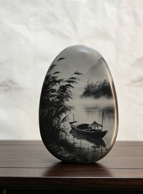 灵璧石材工艺品作画不规则造型手把摆件镇尺