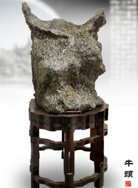 灵璧石金钱石牛头牛市吉祥如意收藏观赏摆件办公室别墅