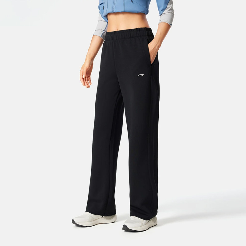 李宁直筒卫裤女子2025秋季新款健身舒适透气休闲运动长裤AKLV336