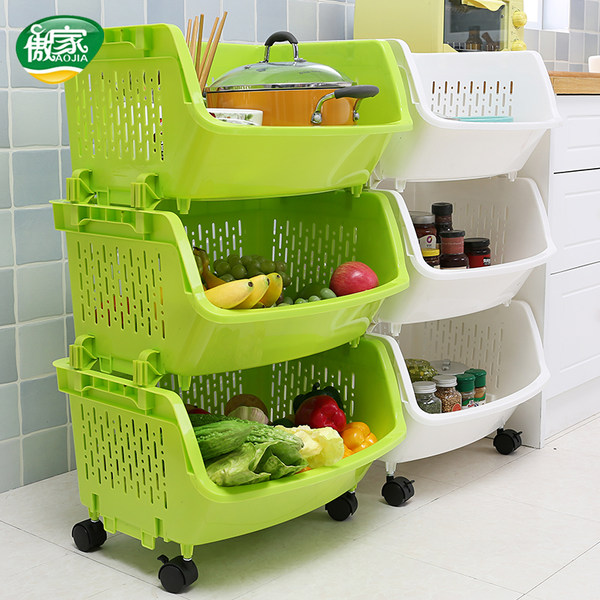 傲家 大型多功能 置物落地收纳架 3层 淘抢购￥39.9包邮 2色可选