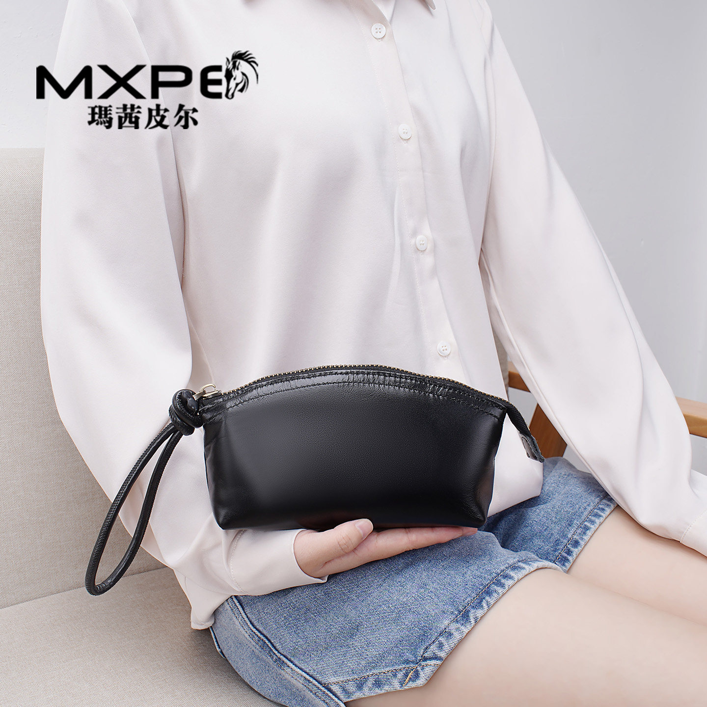 真皮女包2026年新款时尚简约手拎包钱包高级感贝壳包百搭通勤小包