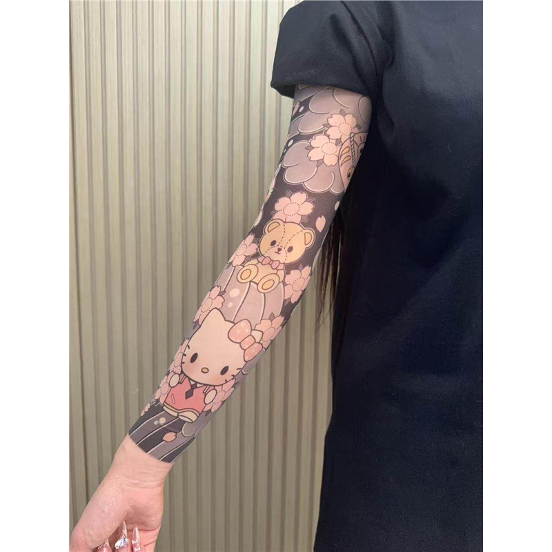 (两条装)凯蒂猫超薄无痕花臂防晒冰袖夏季袖套男女同款