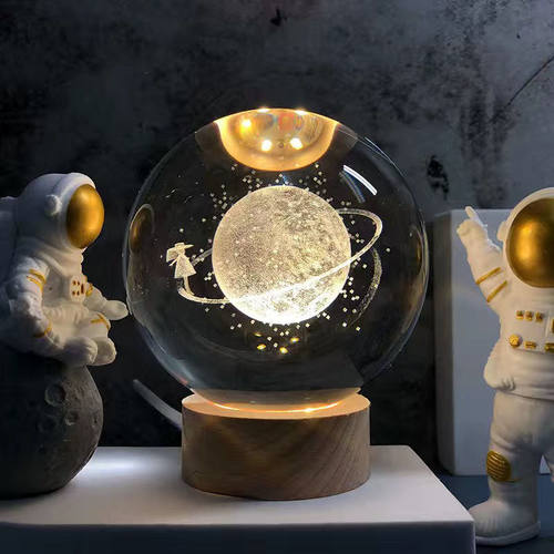 发光太阳系水晶球桌面小夜灯