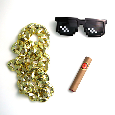 网红大金链子土豪男粗假金塑料金项链仿真假黄金直播大道具装饰品