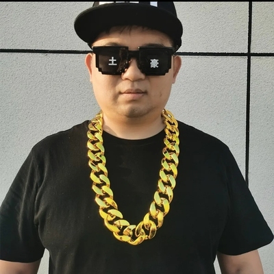 网红抖音大金链子超仿真塑大料大道具假A6099黄金项链男金百搭色