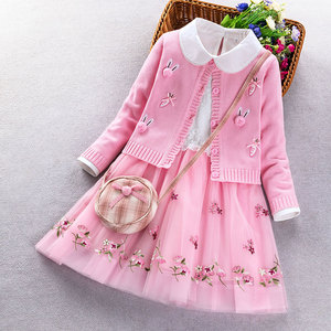 洋气衣服女童公主裙秋装新款儿童秋冬款裙子套装小女孩生日连衣裙