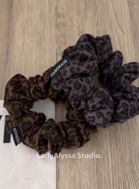 复古布艺豹纹大肠发圈发绳高级感马尾扎头绳气质百搭头饰头花