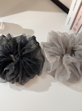 韩国发饰复古网纱小众设计雪纺布艺头花气质发绳头圈波点大肠发圈