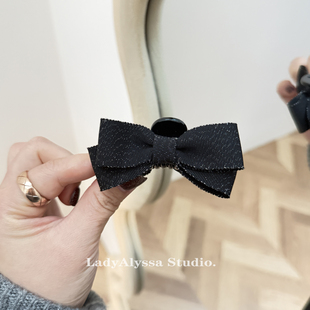 韩系可半扎发抓头夹亮线黑丝带刘海抓蝴蝶结百搭边夹ins少女抓夹