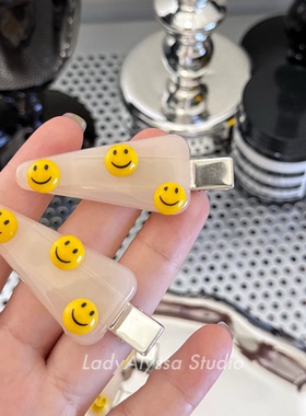 2只装～醋酸立体笑脸三角发夹可爱卡通刘海夹侧边碎发夹头饰发饰