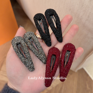 超闪砂糖碎钻水滴bb夹掰掰夹高级感前额刘海边夹少女洋气碎发夹