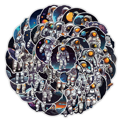 50张宇航员涂鸦贴纸行李箱滑板电脑装饰贴画防水创意笔记本手帐贴