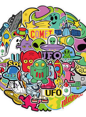 UFO-50防水涂鸦贴纸50张贴纸素材