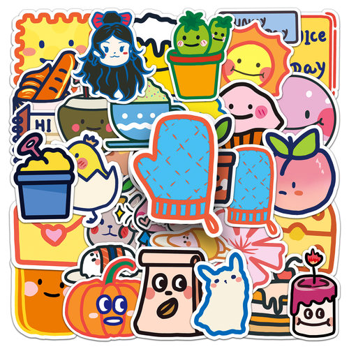 50张原创卡通涂鸦创意cute stickers装饰手机壳行李箱贴纸防水