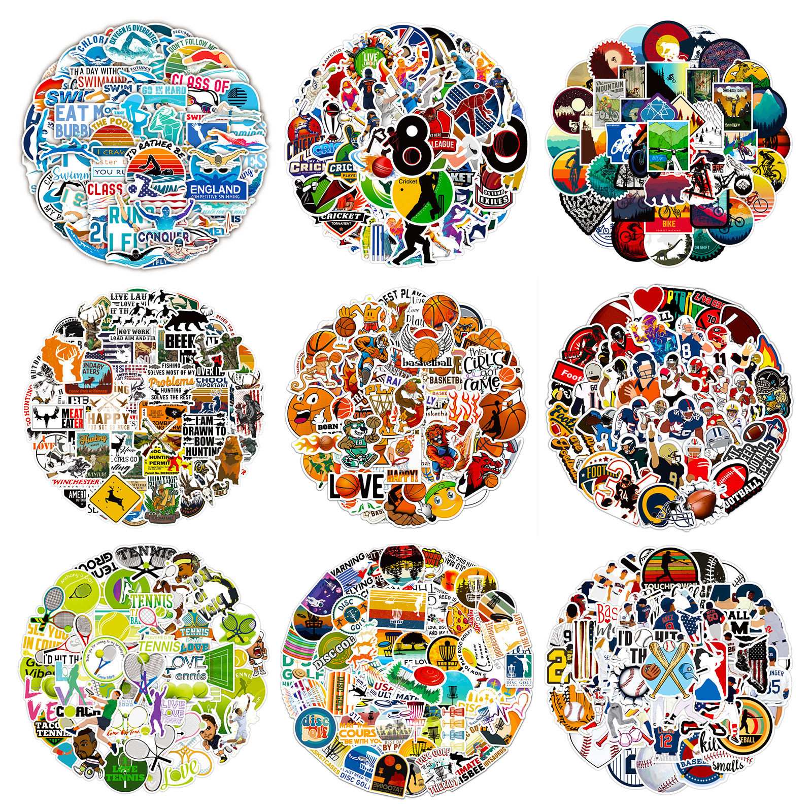 50张/100张球类运动大合集涂鸦贴纸包 装饰水杯行李箱电脑吉他
