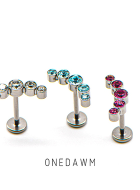 医用植入级钛合金耳钉头防过敏养耳洞五连钻唇钉一字排耳环耳骨钉