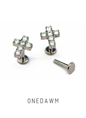 F136钛合金耳钉平底内螺纹十字架唇钉养耳洞耳饰耳环耳骨钉耳蜗钉