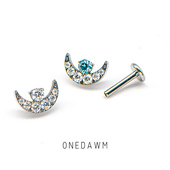 F136钛合金耳环平底内螺旋防过敏养耳洞月亮耳饰耳蜗耳骨钉耳钉头