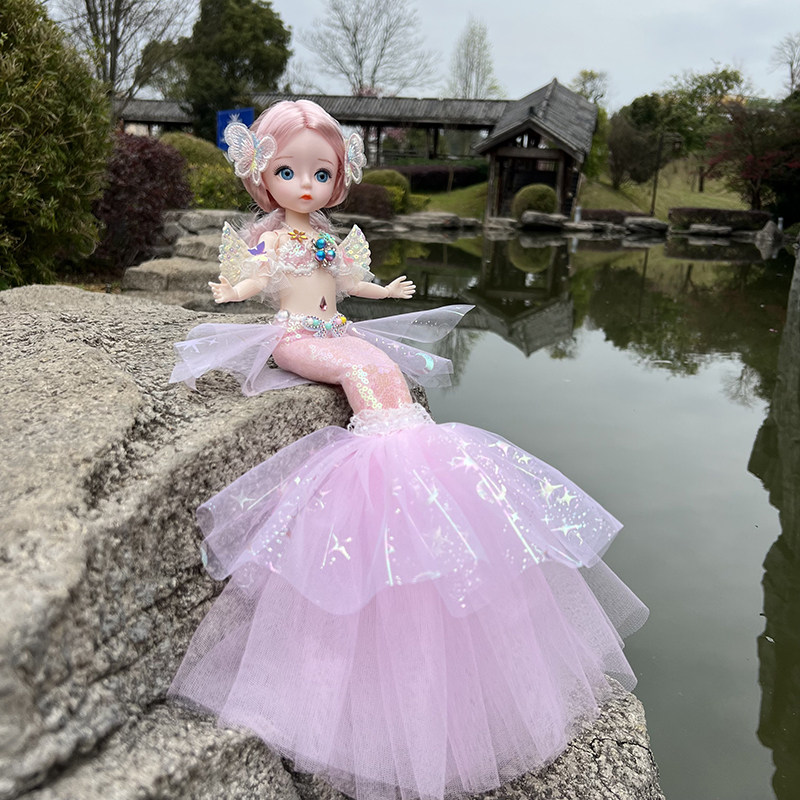 星月美人鱼公主娃娃女孩玩具儿童生日礼物网红手工玩偶舞蹈班礼品