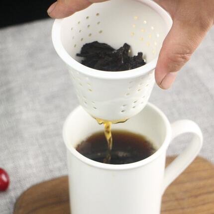 骨质瓷茶漏杯带漏过滤茶叶容易清洗LOGO定制带礼盒茶水分离杯