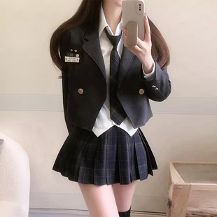 纯欲掐腰白衬衣辣妹收腰上衣衬衫 女学院风西装 原创正版 jk制服套装