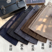 十字银河jk制服绀色长裙子纯色百褶裙 高腰半身裙A字黑短裙 春夏季