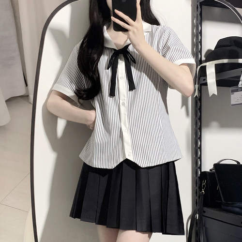 十字银河学院风短袖白衬衣JK衬衫