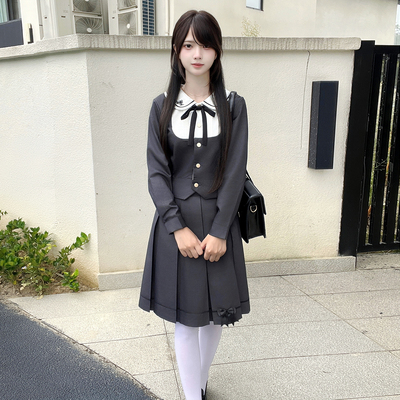 学院风JK衬衫校供感箱褶长裙