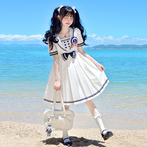 学院风水手服原创【海之心】JK制服少女盛夏服夏季款海军风连衣裙