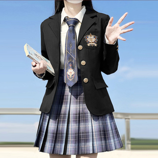 jk毛衣开衫原创正版衬衫格裙西装套装学院风针织长袖女秋冬季外套